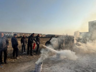 Practical exercise of using fire extinguishers for all staff